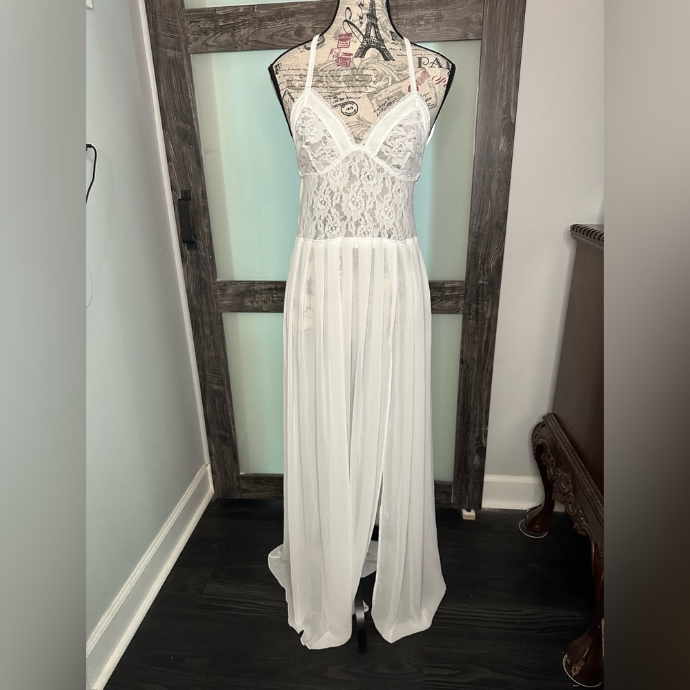 Frederick's of Hollywood White Lace Sheer Dress